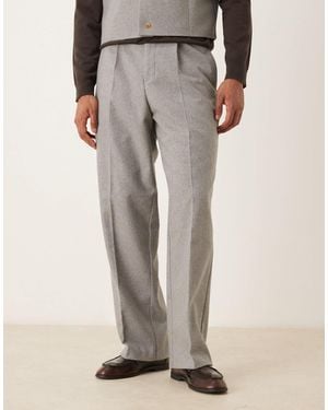 ASOS High Waist Wide Leg Suit Pants - Gray
