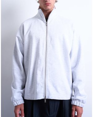 TOPMAN Heavyweight Boxy Fit Zip Through Funnel Neck Sweatshirt - White