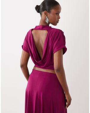 ASOS Co-ord High Neck Drape Back Top - Purple