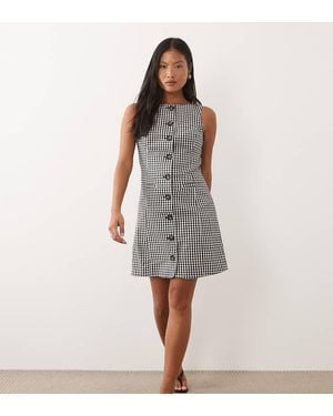 Nobody's Child Petite Theo Slash Neck Tailored Mini Dress - Grey