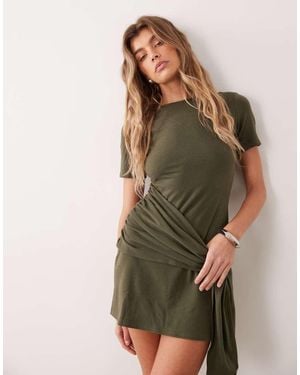 ASOS Superzachte Mini Jurk Met Strik Aan De Zijkant - Groen
