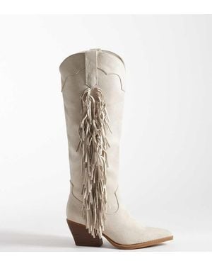 Glamorous Stivali Al Ginocchio Con Frange Stile Western - Bianco