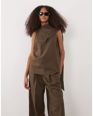 Mango Tatu Cut Out Scarf Detail Top Co-ord - Brown