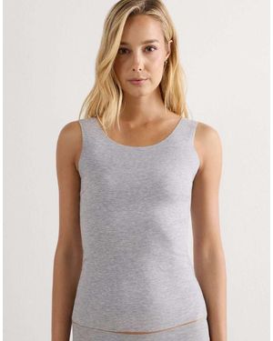 Intimissimi Round-Neck Raw-Cut Cotton Vest Top - Grey
