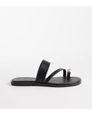New Look Metal Toe Loop Sandal - Black