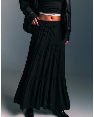 Stradivarius Boho Midi Skirt - White