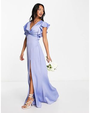 TFNC London Bridesmaid Twist Front Maxi Dress - White