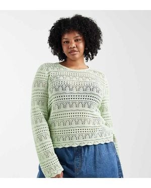 ONLY Long Sleeve Crochet Top - Green