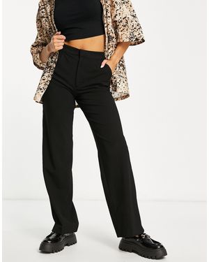 Pull&Bear Mid Waist Loose Fitting Trousers - Black