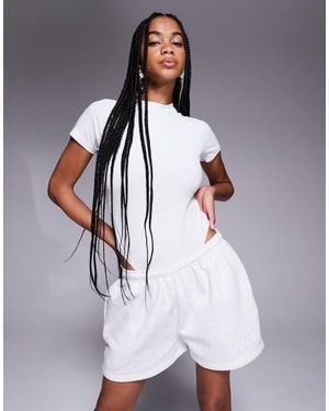 Kaiia Short Sleeve High Neck Bodysuit Co-Ord - Grey