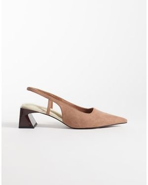 ASOS Steam Cut Out Detail Slingback Block Heeled Shoes - White