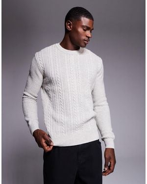 River Island Pull en maille torsadée - écru - Gris