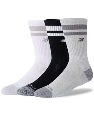 New Balance Pack De 3 Calcetines Deportivos Premium De Caña Media A Rayas En Blanco Nb - Multicolor