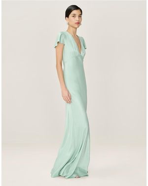 OMNES Dresses Fai Satin Maxi Dress With Cap Sleeve - Green