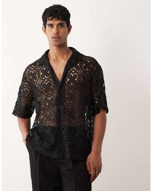 ASOS Oversized Crochet Shirt - Black