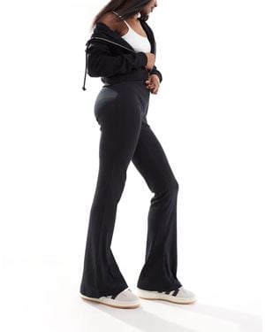 Noisy May Flare Ribbed Pants - Black