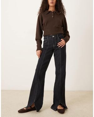 Gina Tricot Low Waist Jeans With Front Slit Jeans - Black