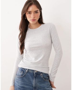 Abercrombie & Fitch Crew Neck Long Sleeve Top - White