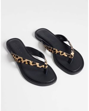 ASOS Fenna Premium Leather Flip Flops - Blue