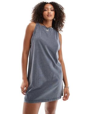 ASOS Vestito Corto Senza Maniche A Colonna Slavato Con Spalline Intrecciate - Blu