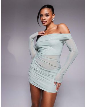Missy Empire One Shoulder Mesh Insert Lettuce Edge Hem Mini Dress in Black  | Lyst UK