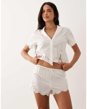 Abercrombie & Fitch Pantaloncini Del Pigiama Vaporosi Da Sposa Bianchi - Bianco