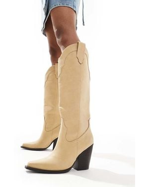 ASOS Claudette Western Knee Boots - Natural