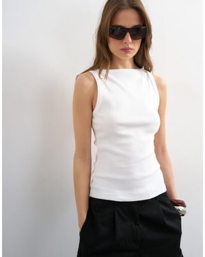 TOPSHOP Slash Neck Racer Vest - White