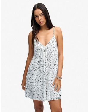 Superdry Strukturiertes gewebtes cami-kleid - Weiß