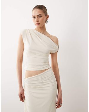 SNDY'S Off Shoulder Drape Top Co-ord - Natural