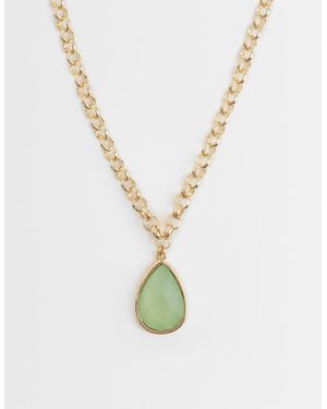 Accessorize Single Gem Pendant Necklace - Metallic