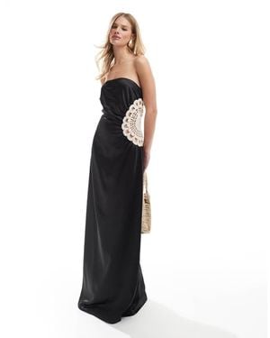 4th & Reckless Satin Bandeau Crochet Insert Maxi Dress - White