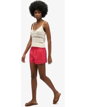 Superdry – leinen-shorts - Rot