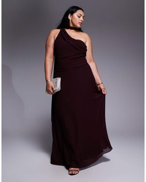 Tfnc Plus One Shoulder Scarf Neck Maxi Dress - Purple