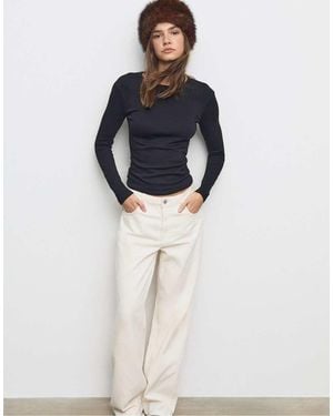 Stradivarius Long Sleeve Basic T-shirt - Blue