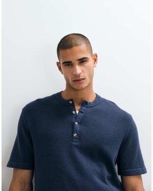 Abercrombie & Fitch Abercrombie Knitted Short Sleeve Henley T-shirt - Blue