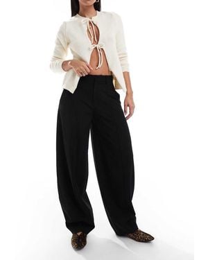 Stradivarius Str Barrel Leg Tailored Trouser - Black