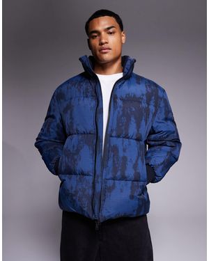 BOSS Oshin High Neck Padded Camo Print Jacket - Blue