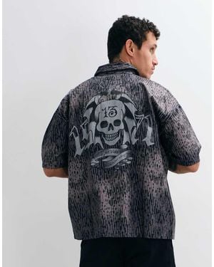 Ed Hardy Utility Overhemd Met Flaming Camo - Blauw