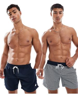 Threadbare 2 Pack Geometric Print Swim Shorts - Blue