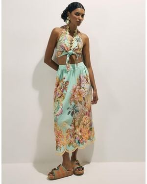 River Island Cutwork Midi Skirt - Green