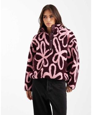 ONLY Button Down Borg Fleece - Red