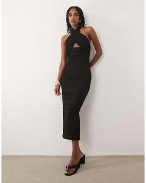 Mango Halterneck Maxi Dress - Natural
