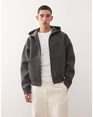 Weekday Simon Zip Through Hoodie - Grey