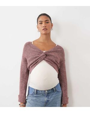 Mama.licious Mamalicious Maternity Cropped Trui Met Scrunchdetail - Rood