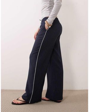New Look Pinstripe Wide Leg Trousers - Blue