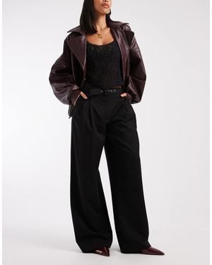 ASOS Tailored Low Belted Wide Leg Pants - Black