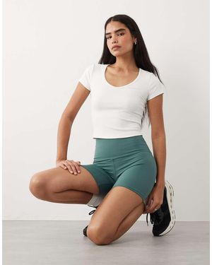 4505 Icon Active High Waist 5 Inch legging Short With Zip Phone Pocket - Green