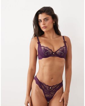 Boux Avenue Rayanne soutien-gorge balconnet en dentelle à armatures prune - Multicolore