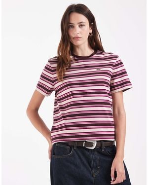 Lacoste Gestreiftes kurzärmeliges jersey-t-shirt - Rot